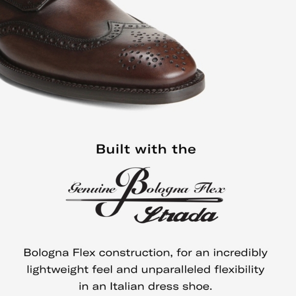 ALLEN EDMONDS Modigliani Wingtip Oxford Brogue Italy Leather Flex Brown 11.5 D - Picture 2 of 13